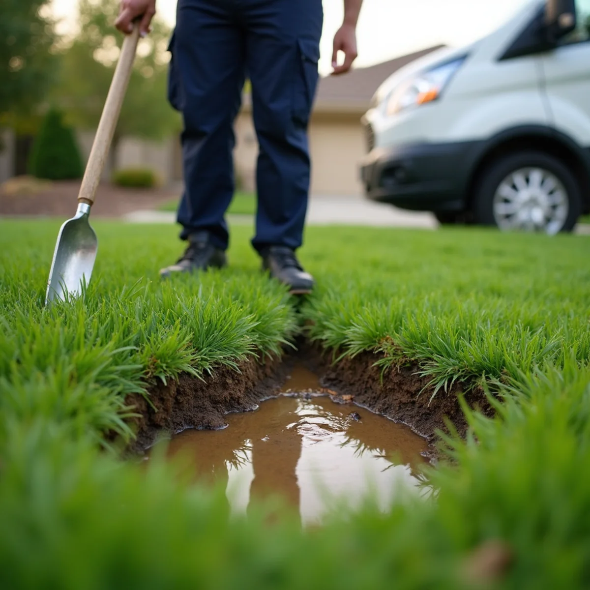 Soggy or extra-green lawn patches — sewer line problems illustration