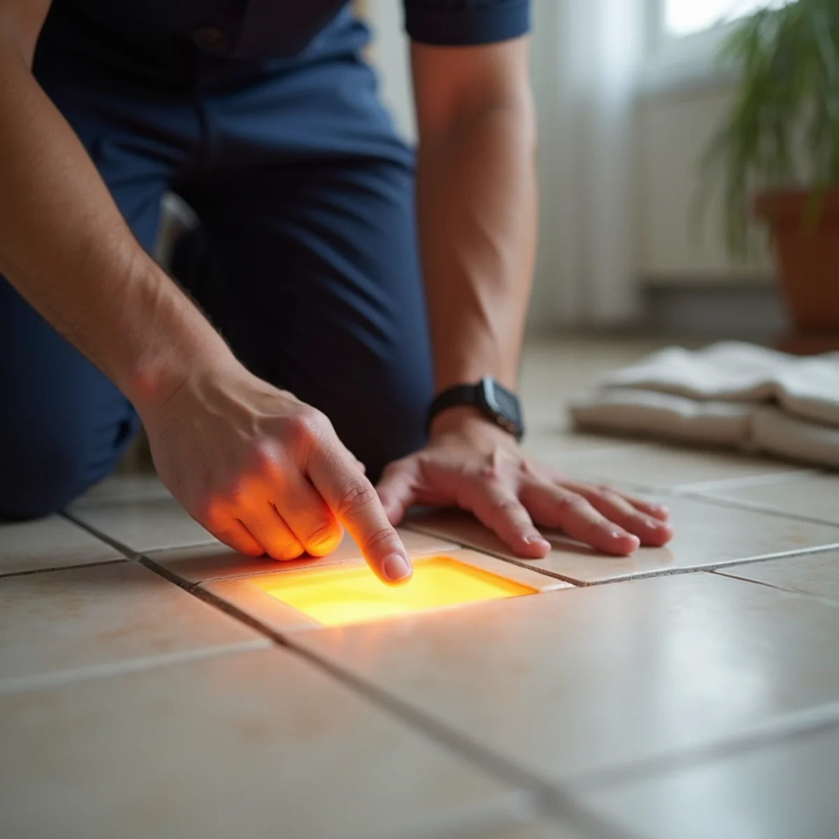 A warm spot on the floor — signs of a slab leak illustration