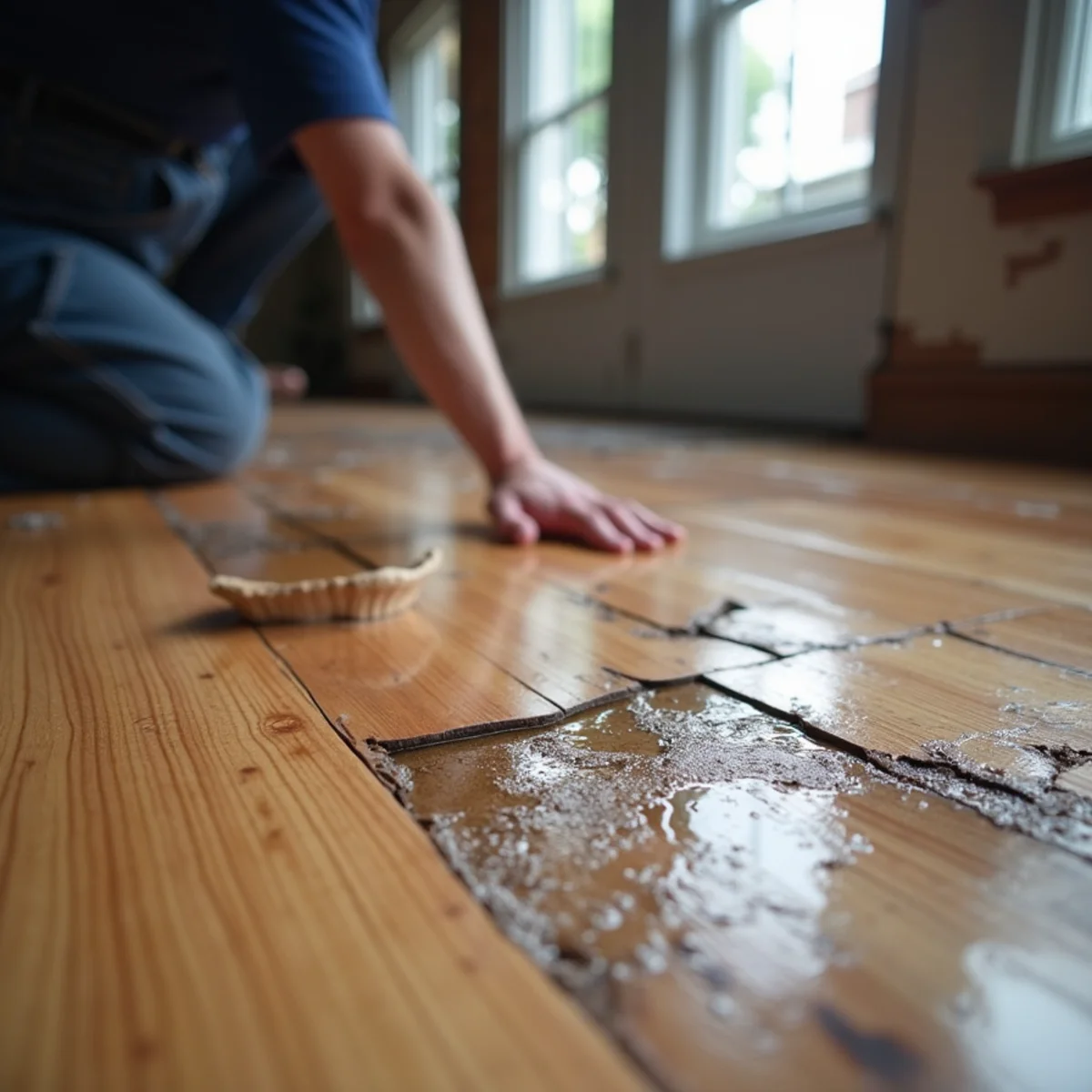 Damp or warped flooring — signs of a slab leak illustration