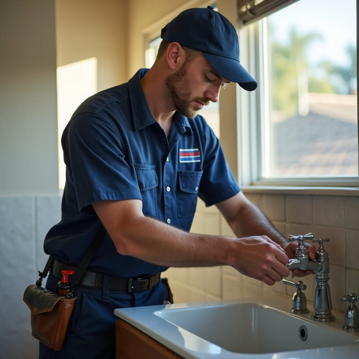 Licensed plumber providing service at a home in Loma Linda, CA